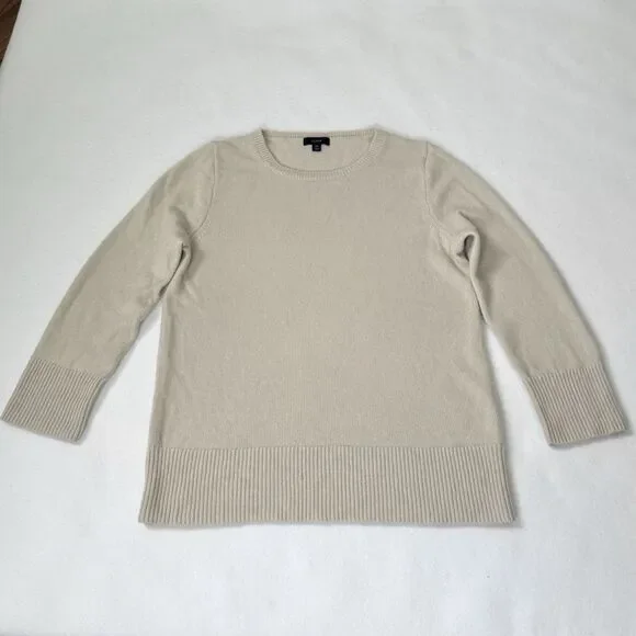 J. Crew Wool Cashmere Blend Oversized Crew Neck Sweater Size XS Cream Oatmeal - Picture 10 of 10